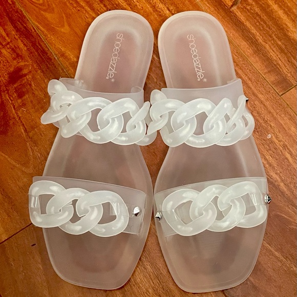 Shoe Dazzle Clear Slides - Picture 1 of 2
